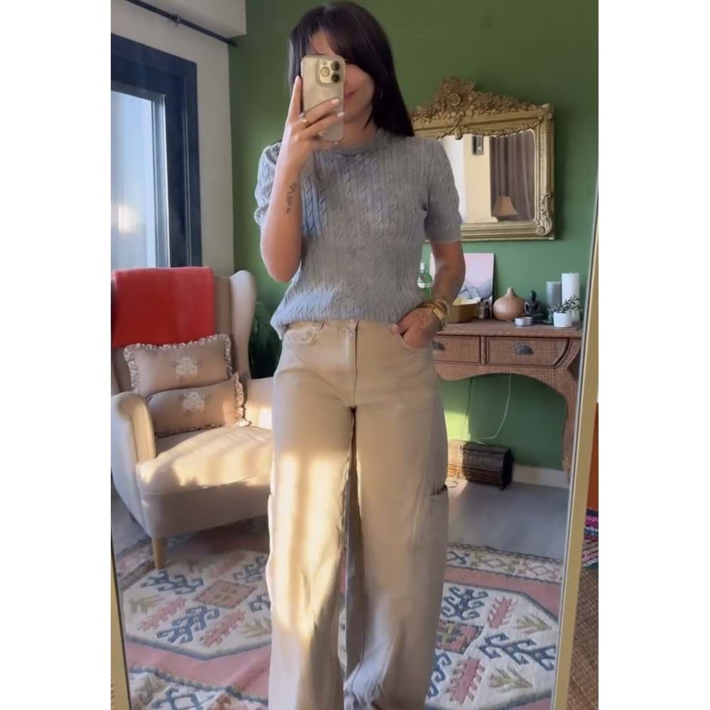 Yandan Cepli Kargo Model Plazzo Pantolon