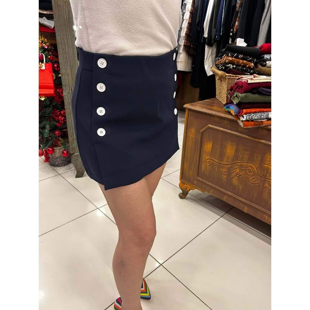 Önden Düğmeli Şort Etek