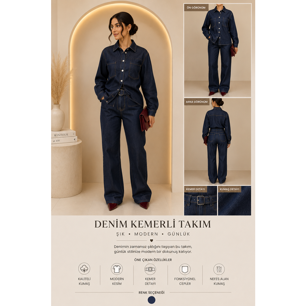 Denim Kemerli Takım