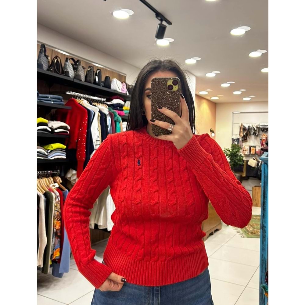 Bisiklet Yaka Saç örgü Kazak