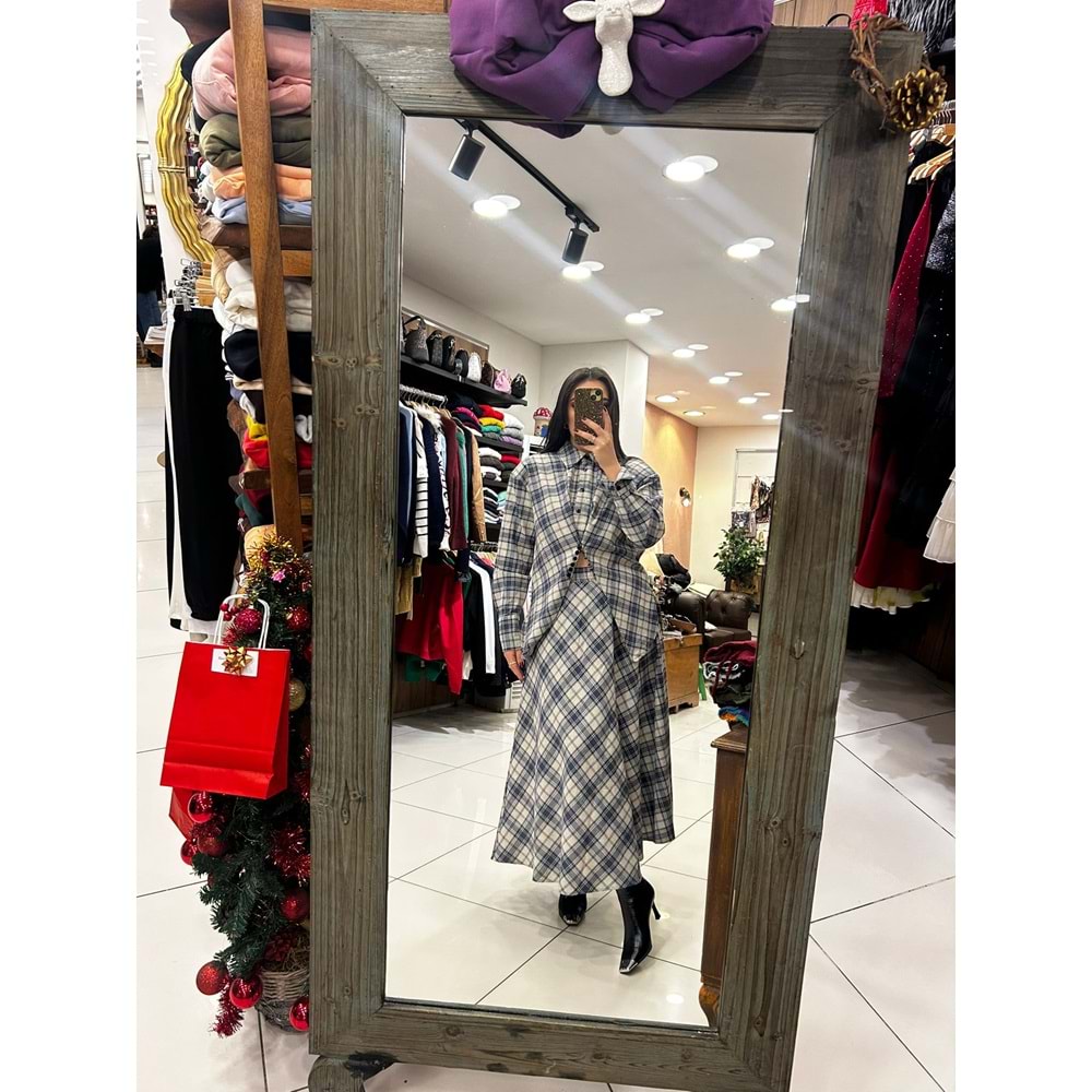 Ekose Desen Kaşe Etek