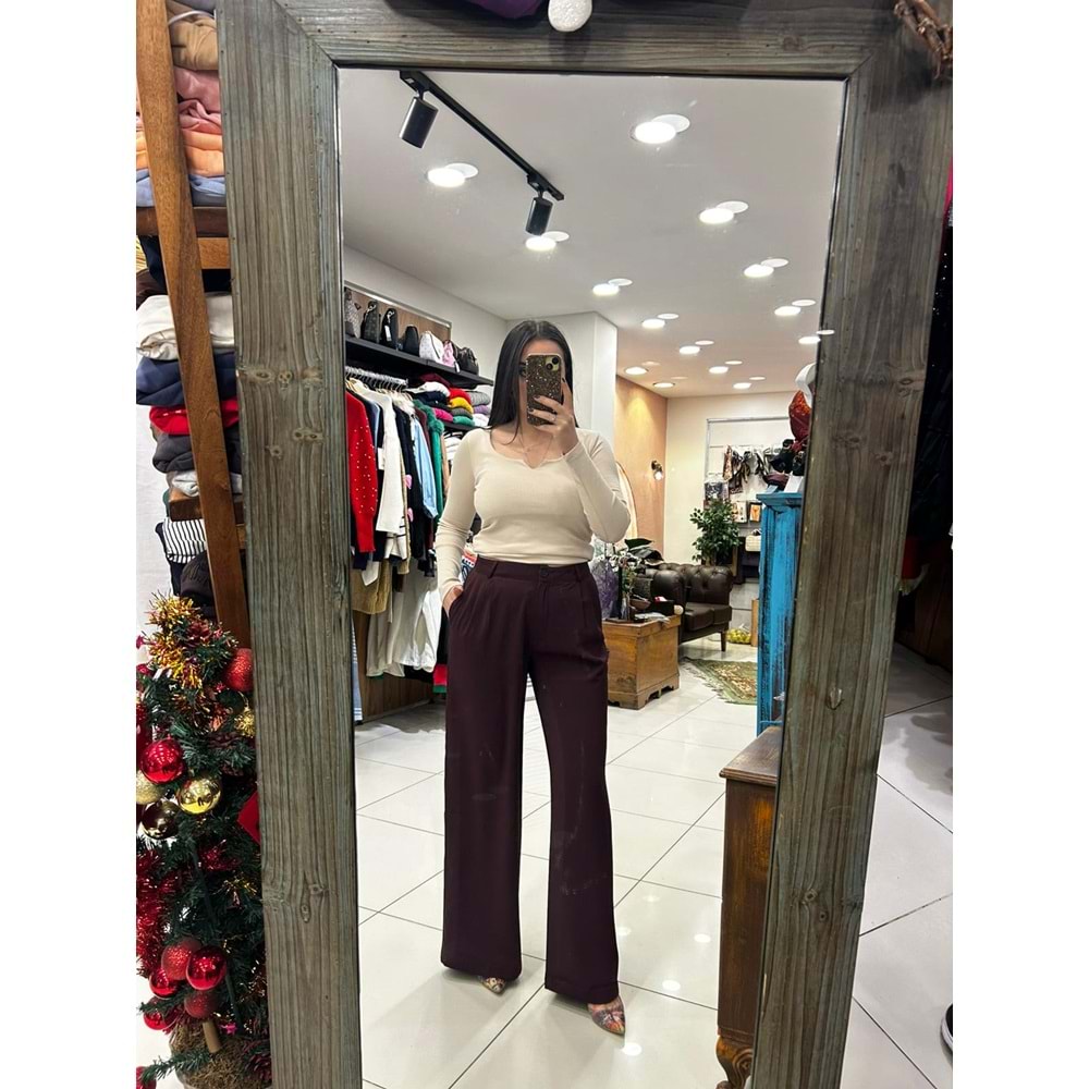 Pileli Bol Paça Pantolon