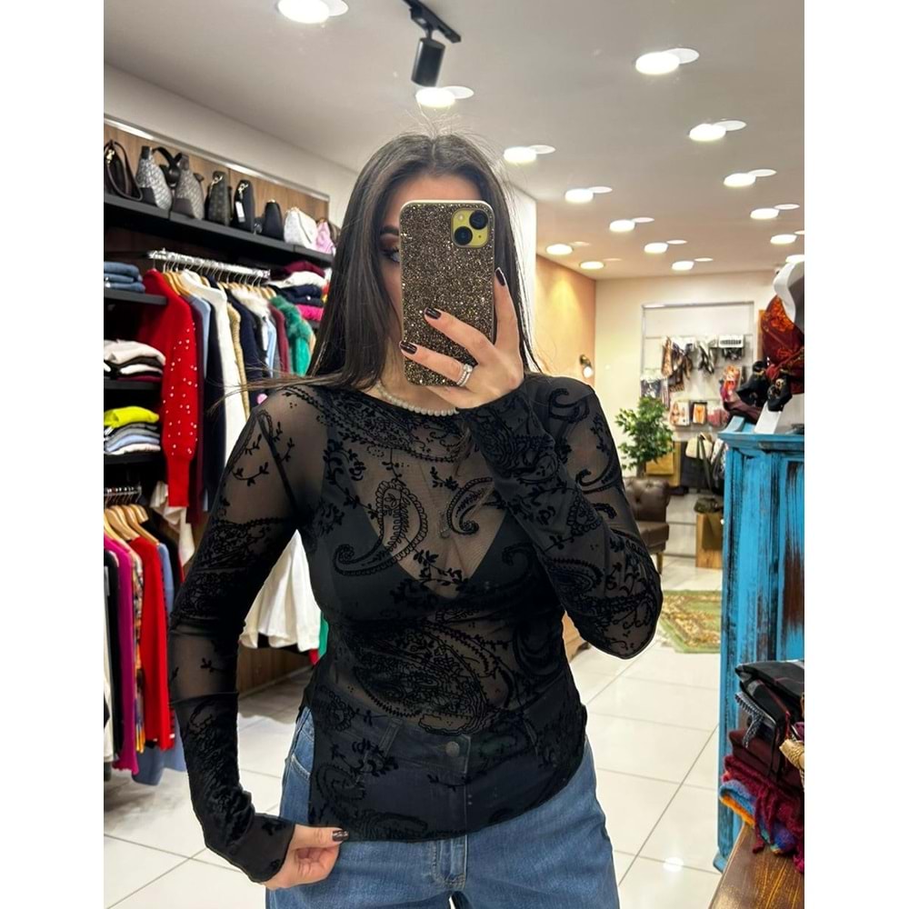 Transparan Dantel Bluz