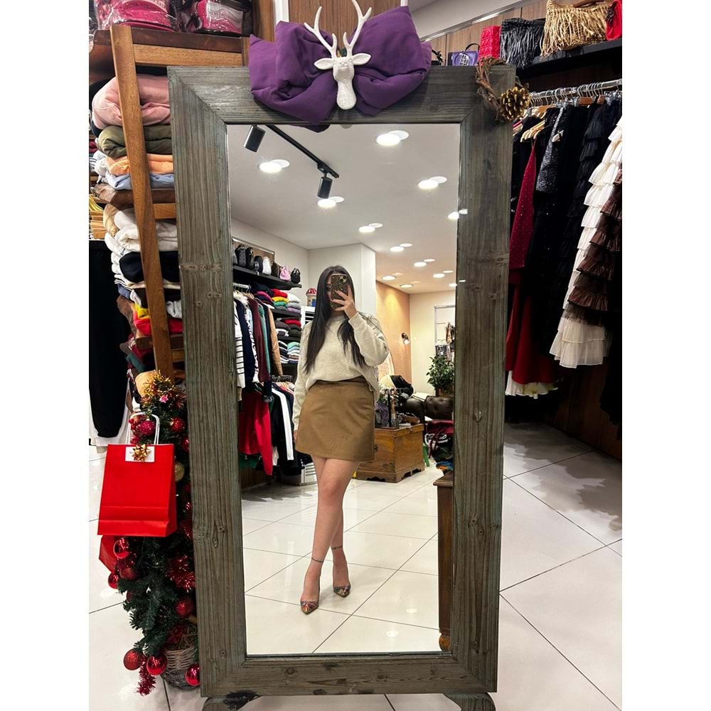 Süet Kısa Mini Etek