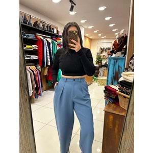 Pileli Geniş Paça Plazzo Pantolon