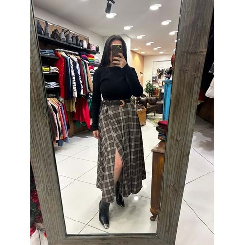 Beli Kemerli Ekose Etek