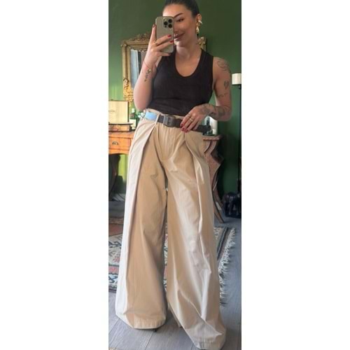 Kemerli Palazzo Pileli Pantolon