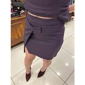 Çizgili Kısa Mini Etek