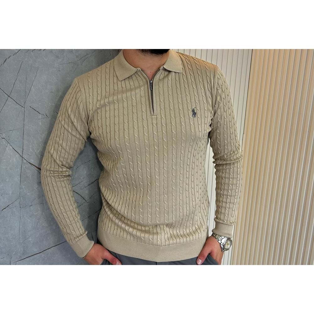 Polo Yaka Yarım Fermuarlı Triko