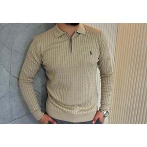 Polo Yaka Yarım Fermuarlı Triko