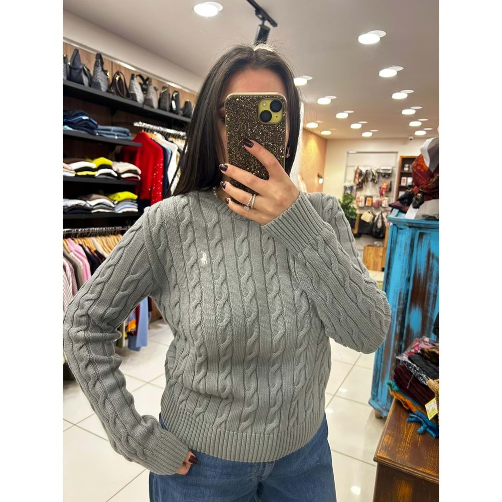 Bisiklet Yaka Saç örgü Kazak