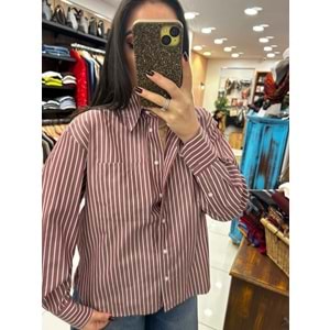 Çizgili Uzun Kol Pamuklu Gömlek