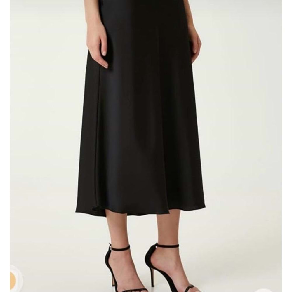 Uzun Siyah Saten Etek