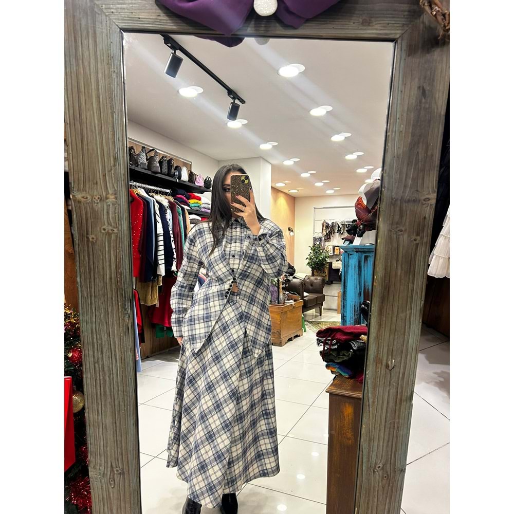 Ekose Desen Kaşe Etek