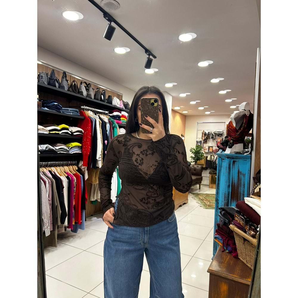 Transparan Dantel Bluz