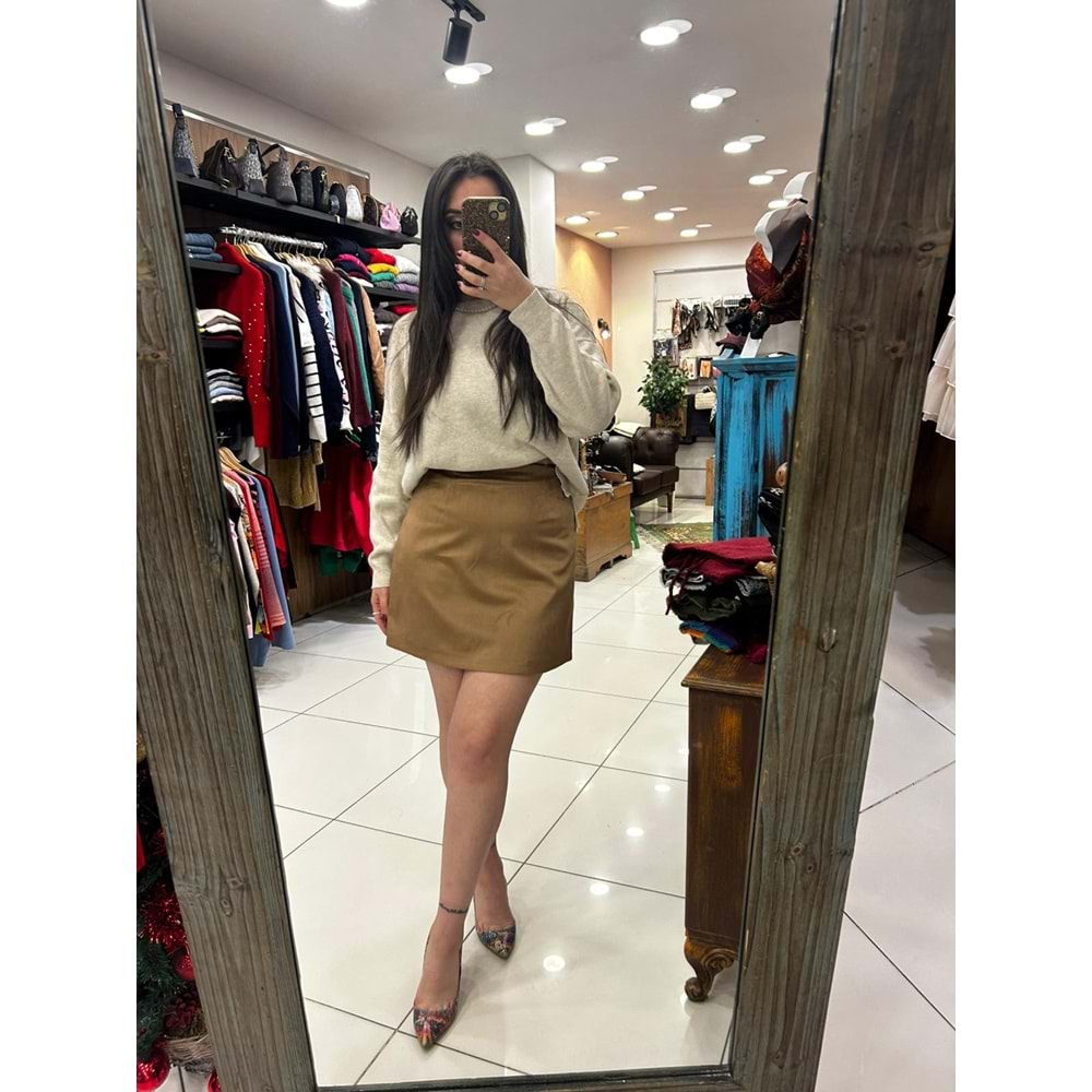 Süet Kısa Mini Etek