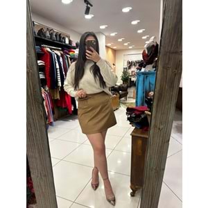 Süet Kısa Mini Etek